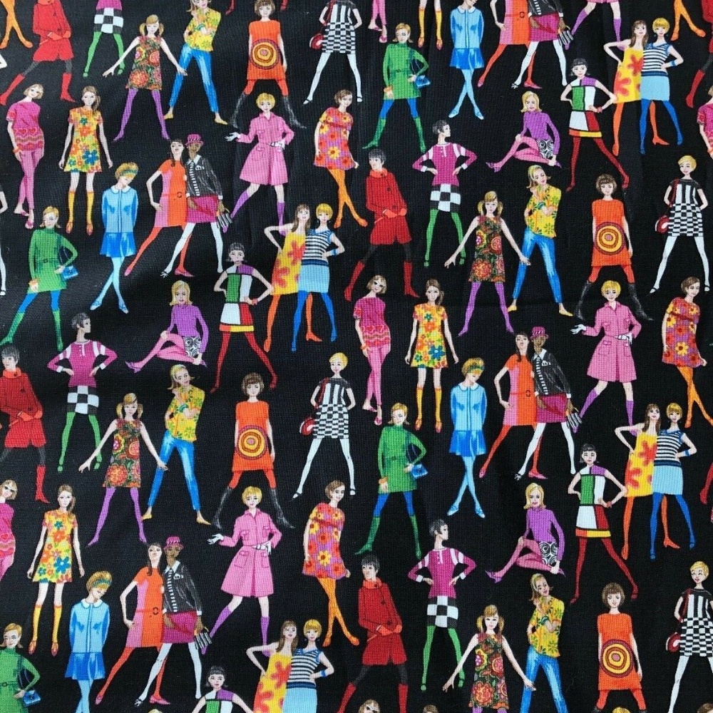 1 Yd 60s Mod Fashion Models Makower Cotton Fabric